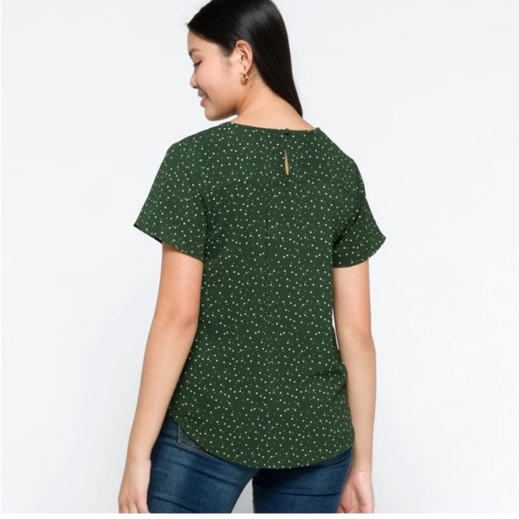 41 Hawthorn Zari Flutter Sleeve Blouse Green Dot - Picture 2 of 5